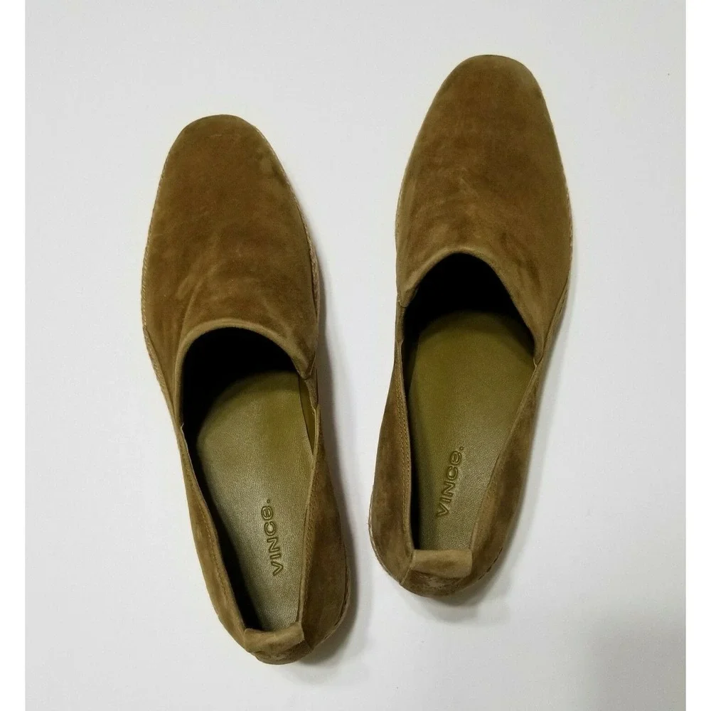 Vince Saxon‎ Suede Platform Espadrille Slip On Sneakers Olivewood NWOB Size 8.5